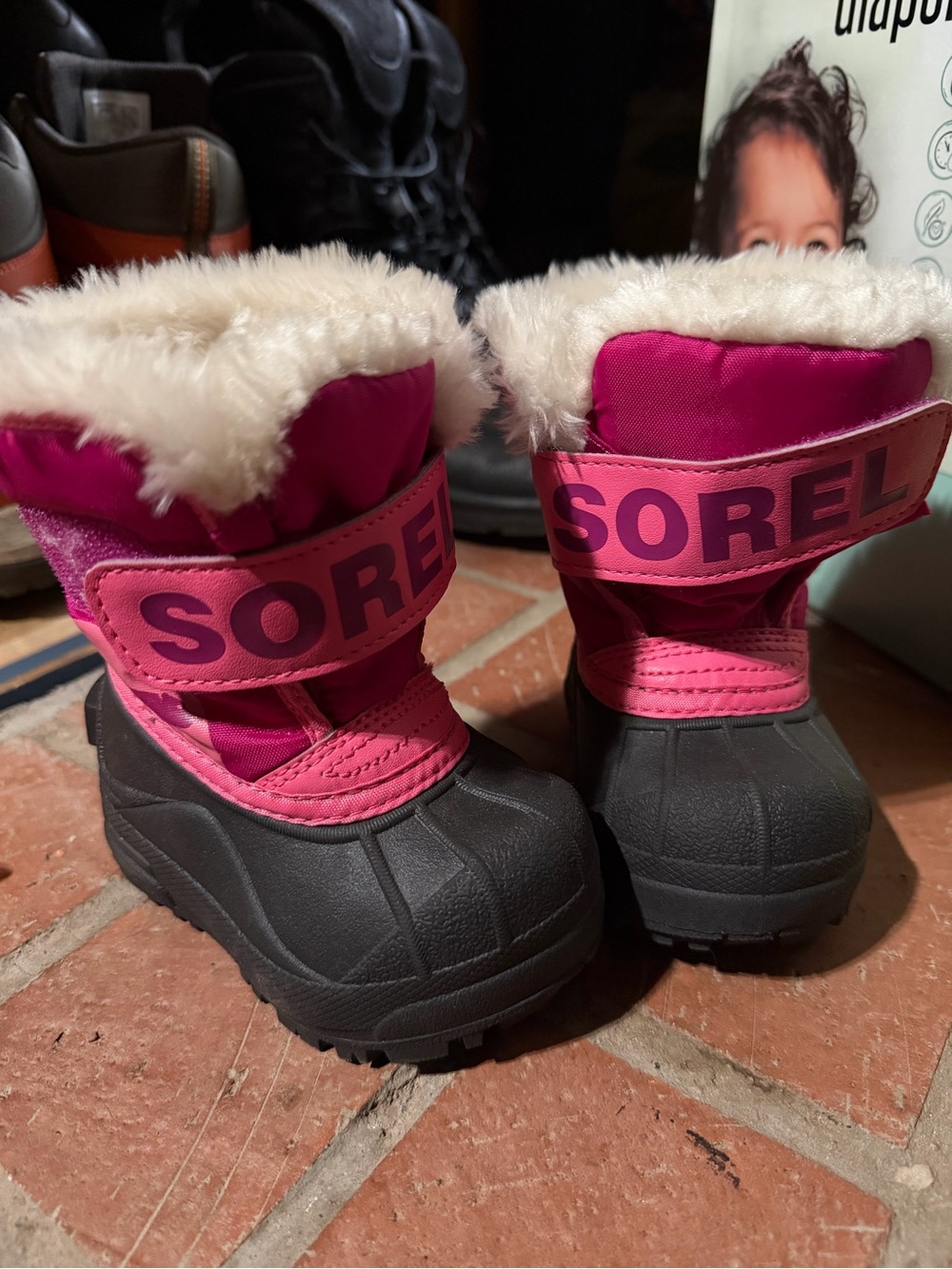 Sorel Kids Hot Pink and Black Faux-Fur Winter Boots